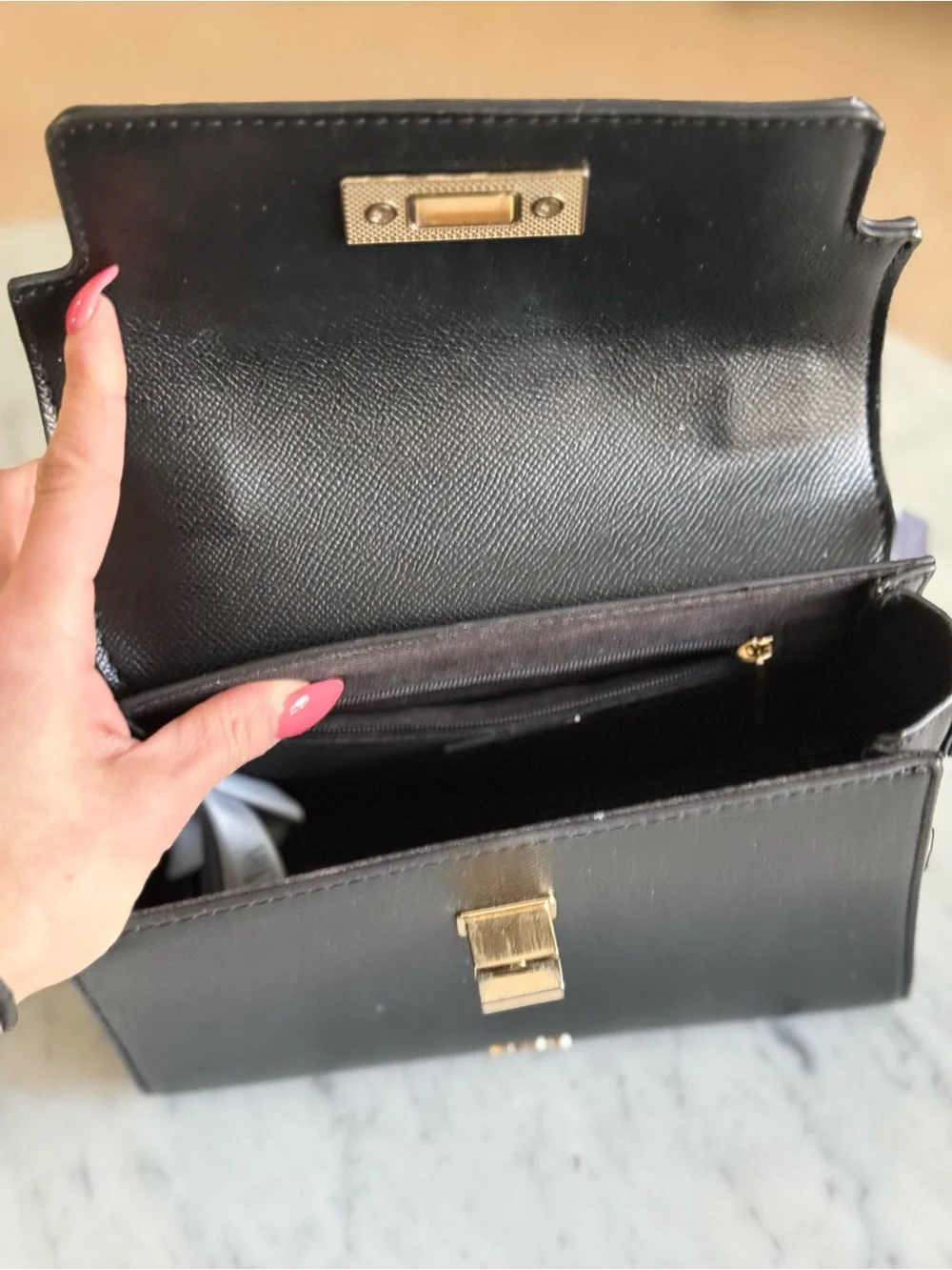 Aldo Black Top-Handle Satchel with Multicolor Scarf Wrap